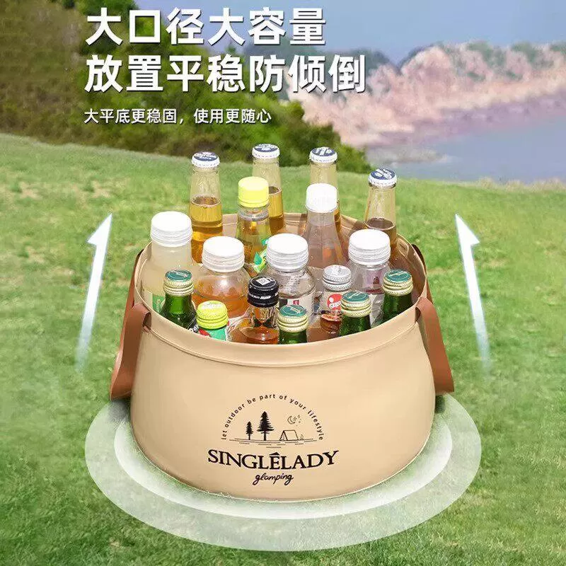 便携可折叠水盆户外洗菜盆旅游洗衣袋手提式洗漱盆洗脸泡脚桶适配