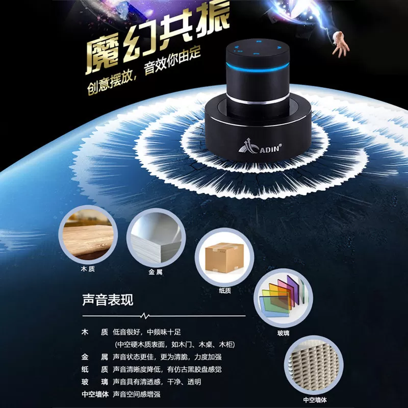 艾丁官方正品共振音箱便携式蓝牙骨传导音响手机电脑无线远程操控