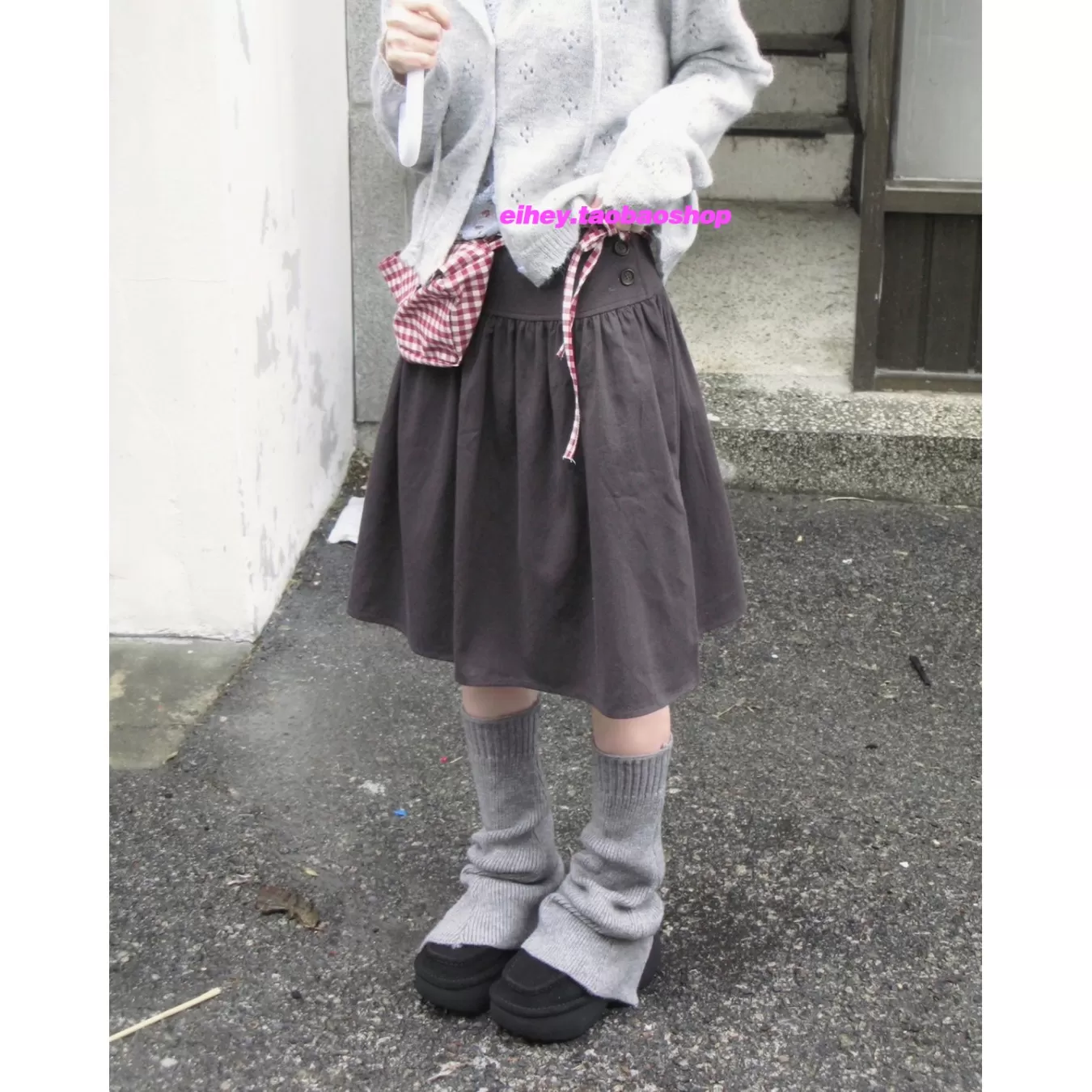 eihey诶嘿26春季新款韩系复古轻亚风花苞褶皱蓬蓬中长裙半身裙女