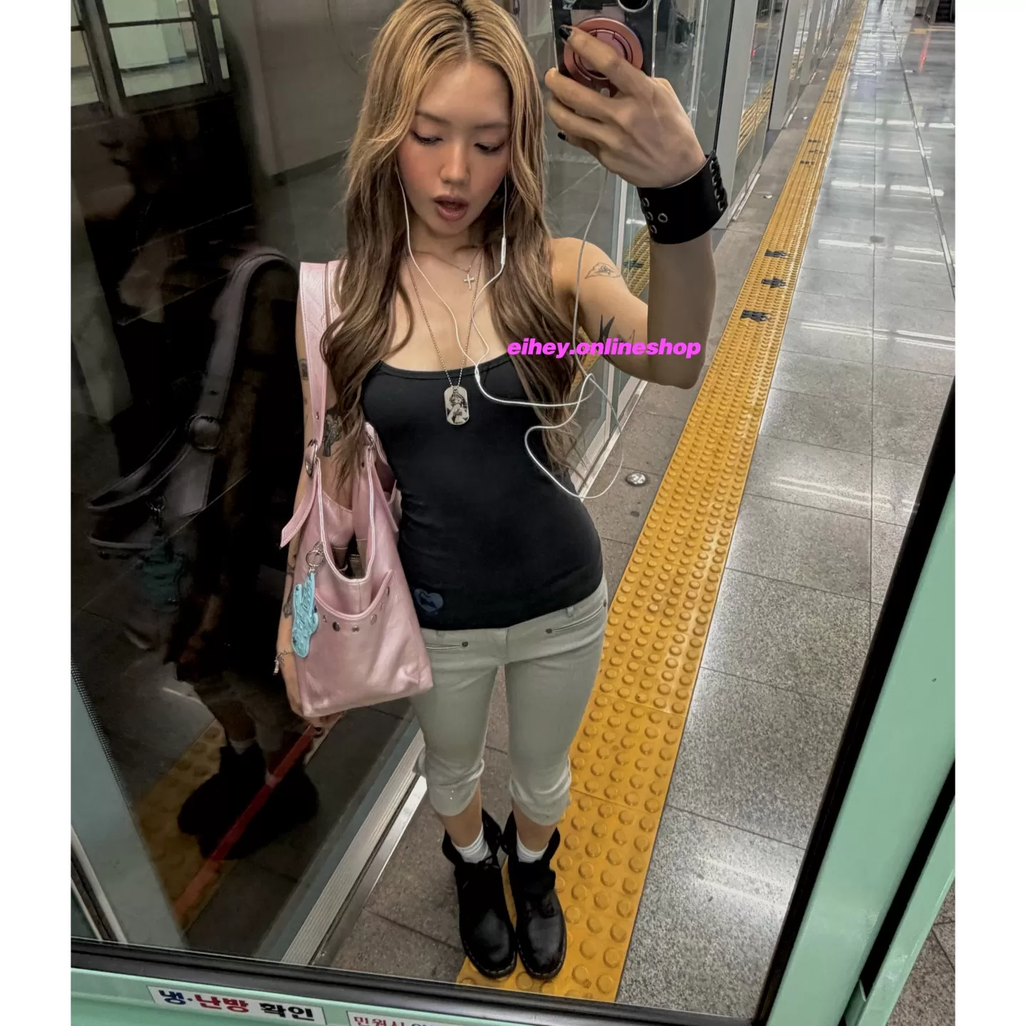 eihey诶嘿新款爱心猫咪印花吊带女y2k辣妹修身显瘦U领背心打底衫