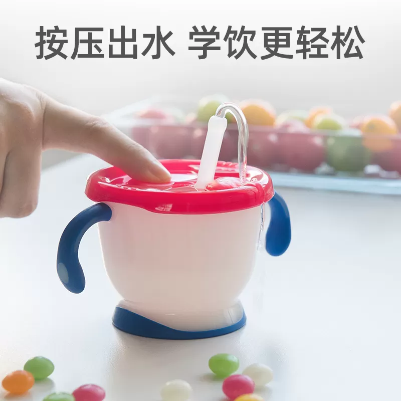 Richell利其尔宝宝学饮杯婴儿6个月以上儿童吸管牛奶杯直饮幼儿园