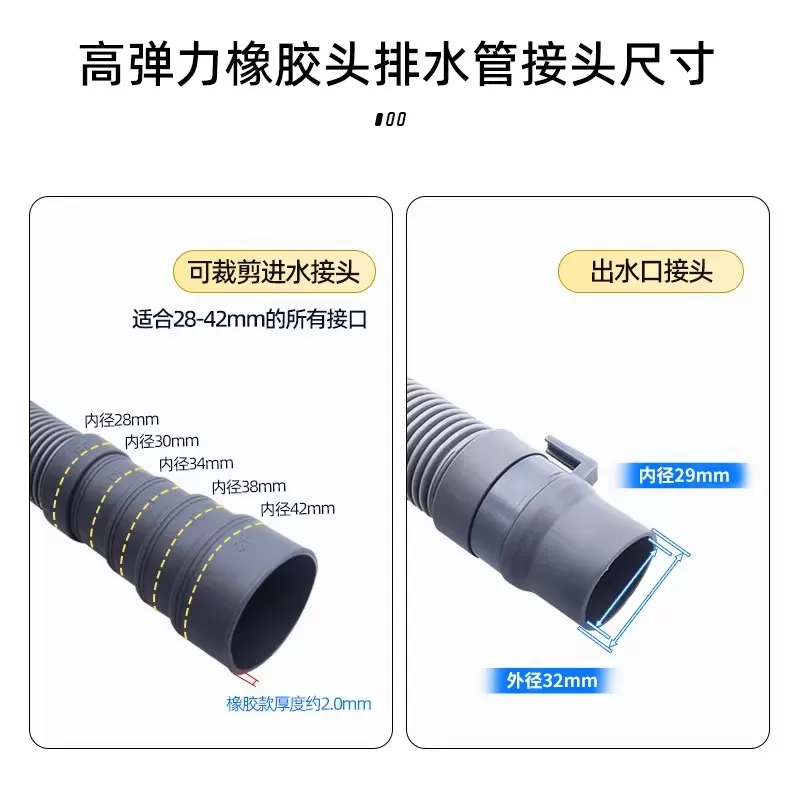 洗衣机排水管加长延长管通用加厚软管地漏接头防臭下水管道延长管