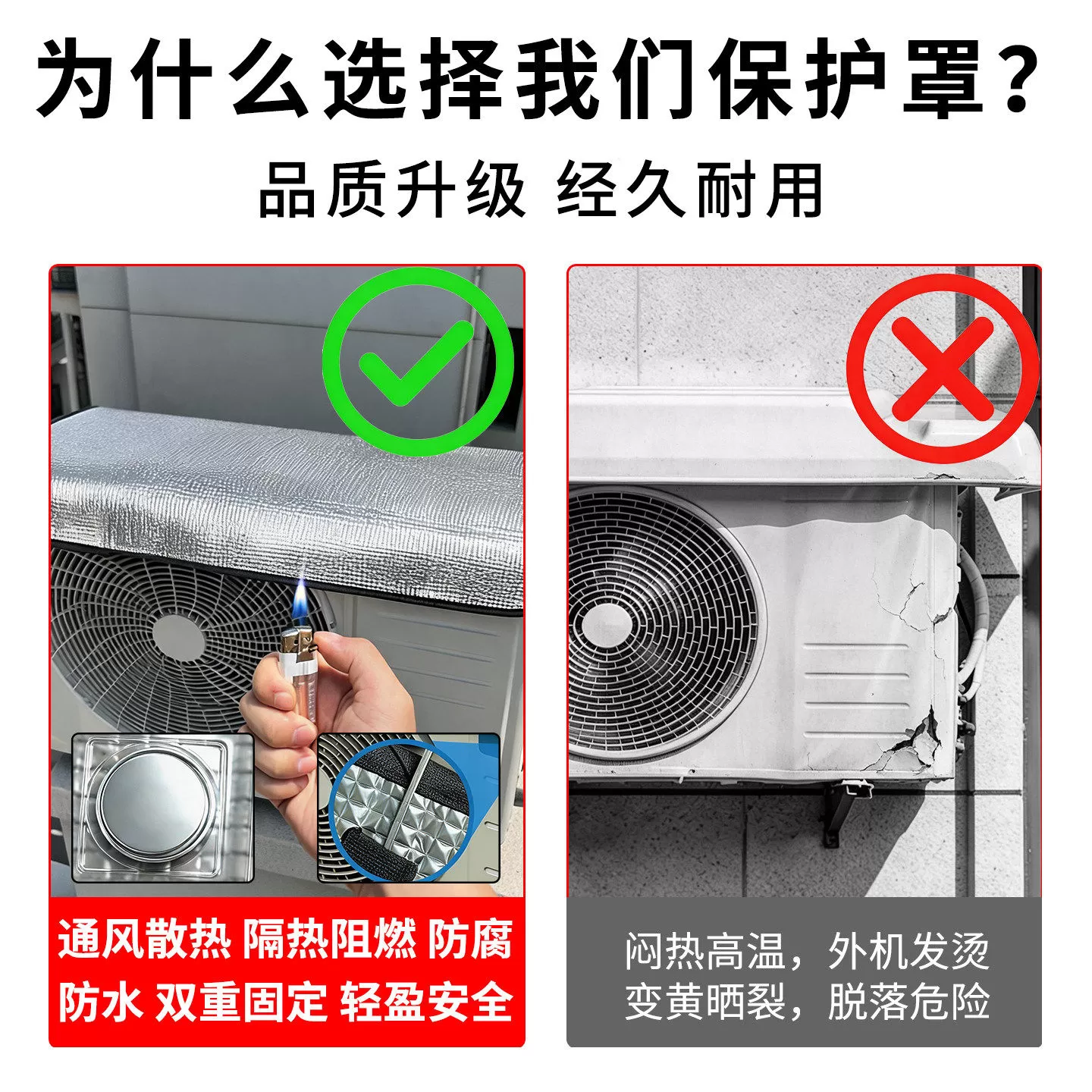 空调外机保护罩强磁免安装防晒隔热挡雨防滴水盖顶防尘耐腐空调罩