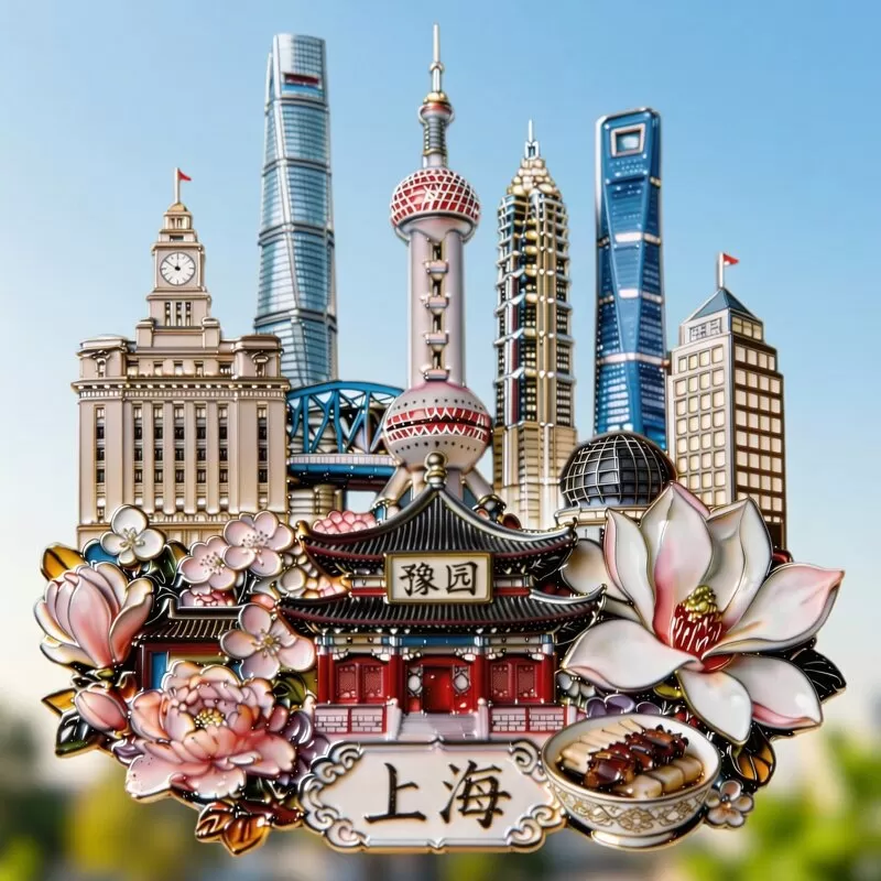 中国上海地标建筑金属冰箱贴磁贴东方明珠装饰贴旅游旅游纪念礼品