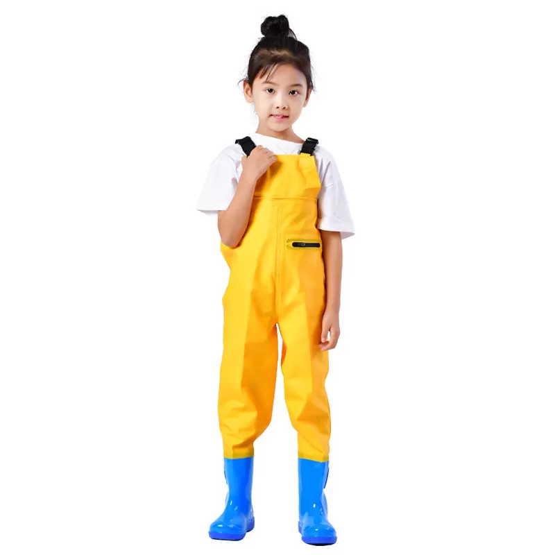 儿童玩水连体下水裤幼儿园防水衣服赶海装备宝宝抓鱼涉水雨裤沙滩