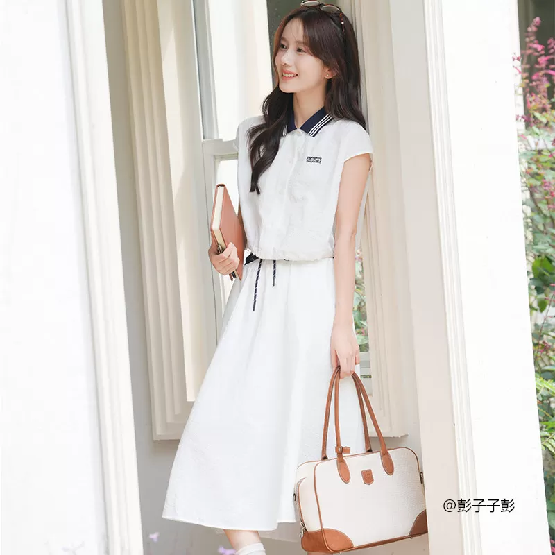 陈都灵商场同款|森马套装女夏季撞色长裙2026新款学院风两件套