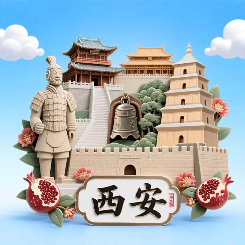西安长安金属浮雕冰箱贴磁贴旅游景点纪念品伴手礼品送朋友小礼物