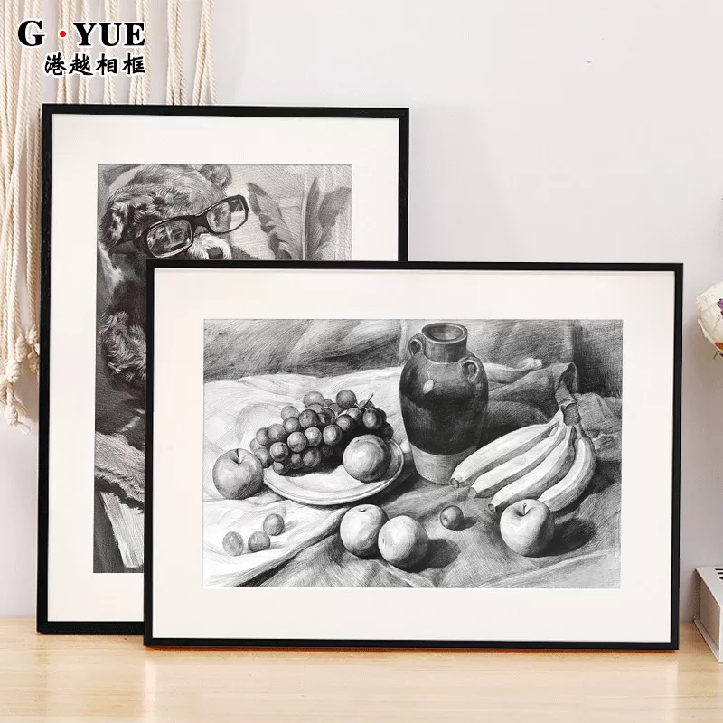黑色铝合金素描画框装裱a4A3相框空框定制8k开绘画作品外框架挂墙