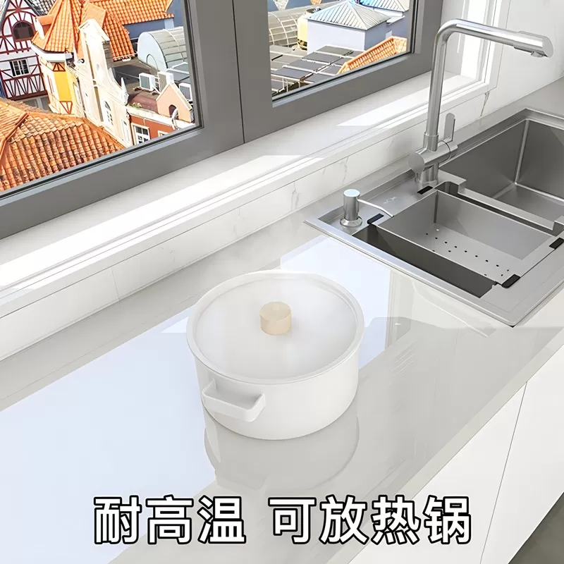 特厚PET厨房台面贴纸耐高温防水防油可擦洗自粘橱柜灶台翻新贴膜