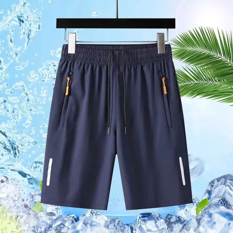 爆款冰丝运动短裤男夏季薄款速干休闲五分裤男士宽松弹力沙滩裤男