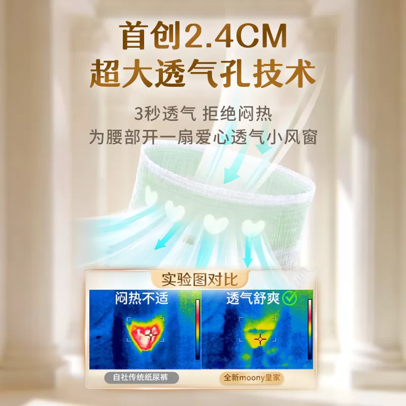 尤妮佳moony慕怡皇家佑肌贵族棉新生儿腰贴婴儿纸尿裤NB/S/M/L/XL