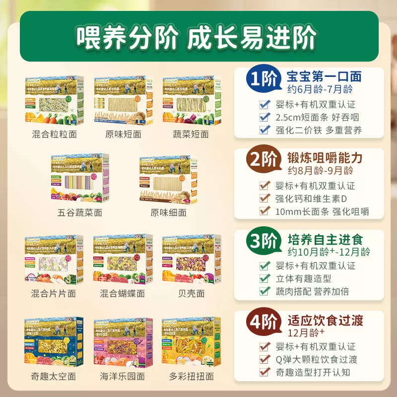 爷爷的农场宝宝辅食有机婴标高铁婴幼儿面条小包装宝宝面碎碎面