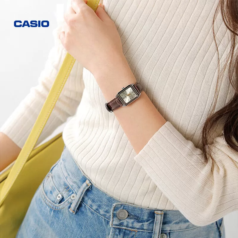 casio卡西欧手表女精致小方块官方正品学生电子石英LTP-V007L-9B
