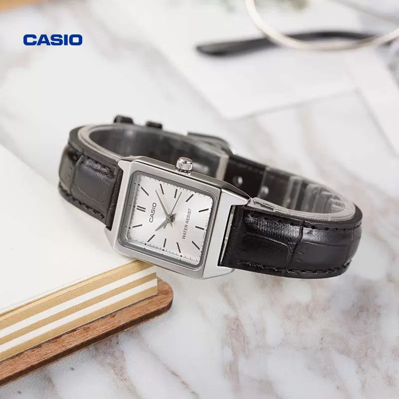 casio卡西欧手表女精致小方块官方正品学生电子石英LTP-V007L-9B