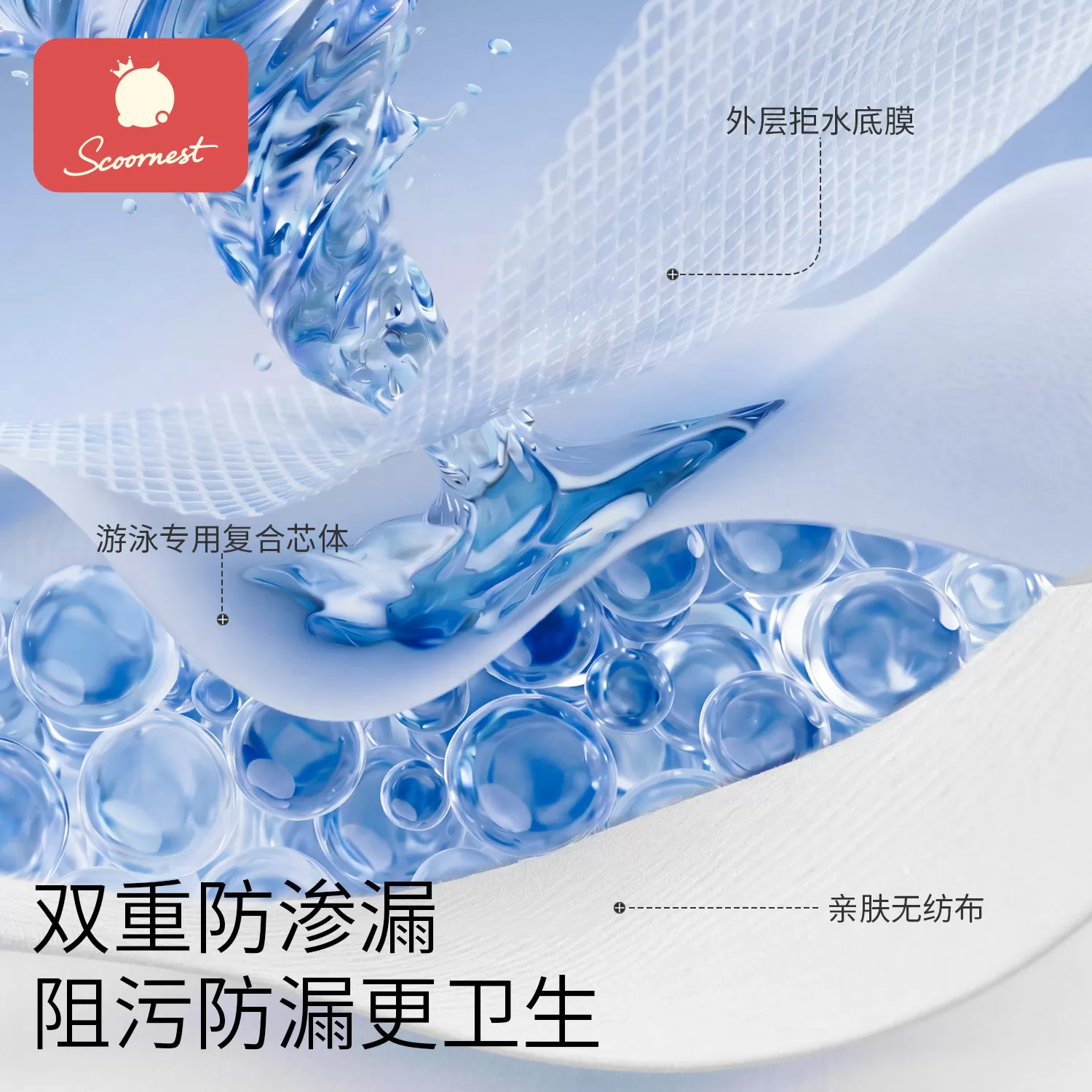 科巢婴儿游泳裤纸尿裤专用女宝一次性防水拉拉裤男儿童宝宝尿不湿