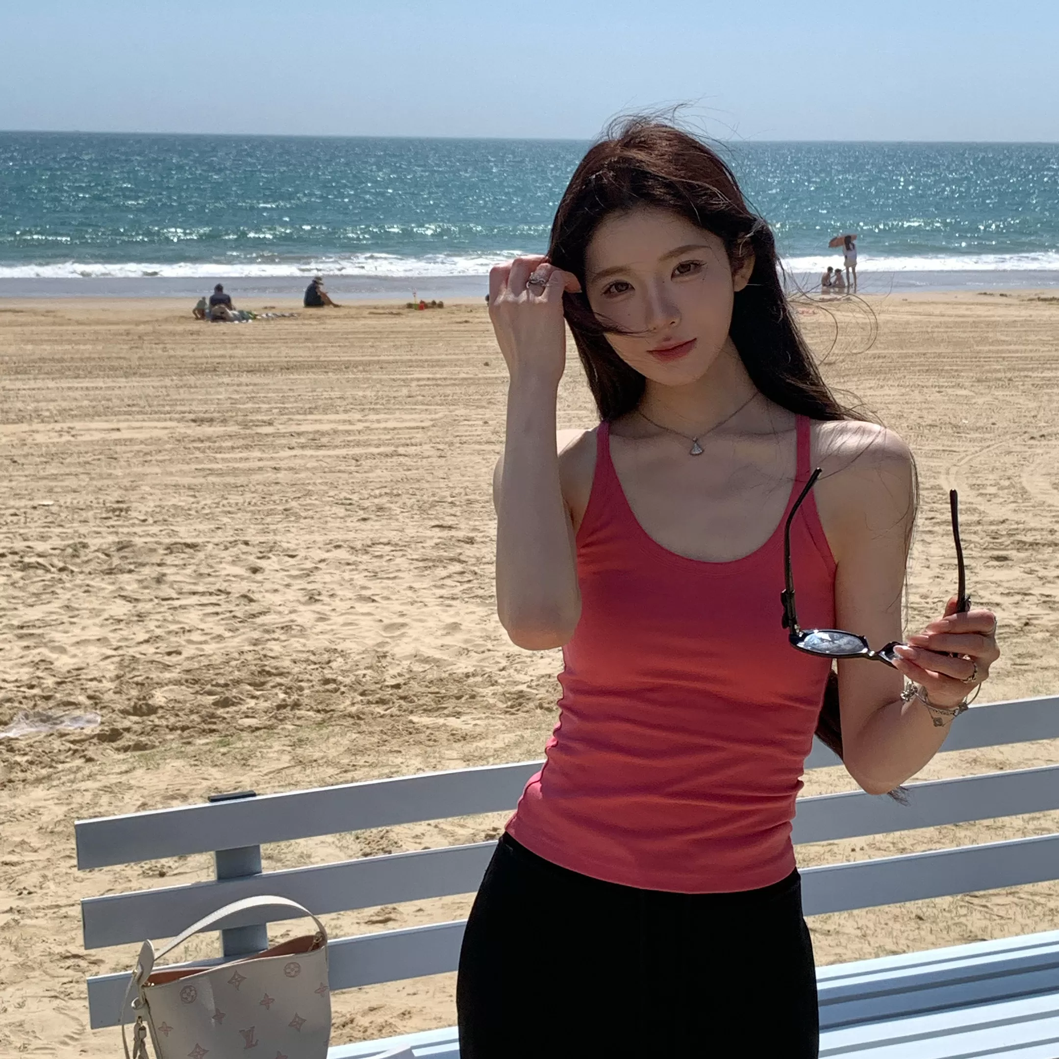 alex stevens美式吊带背心女外穿带胸垫修身显瘦挂脖上衣春夏内搭