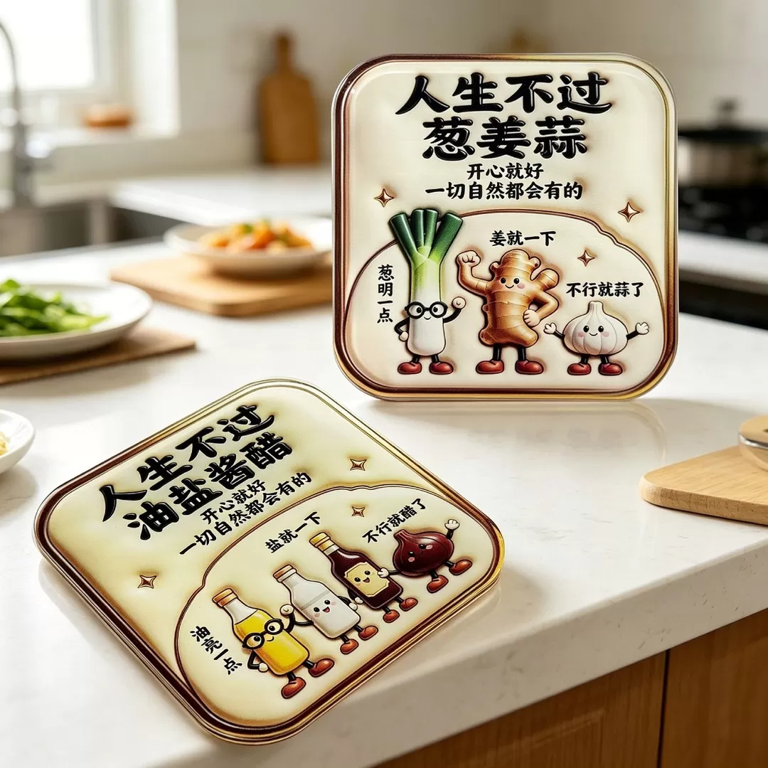 人生不过葱姜蒜亚克力平面磁吸冰箱贴文创伴手礼装饰贴纪念品收藏