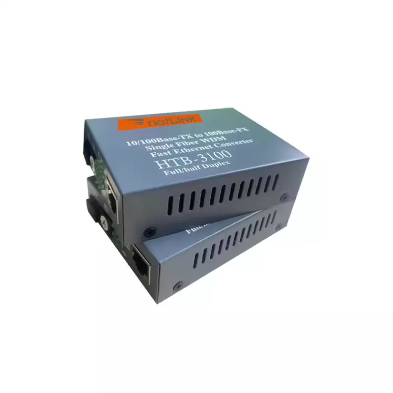 正通飞达光纤收发器NetLink光电转换器HTB-3100-A/B百兆单模单纤光纤收发器25KM一对监控收发器