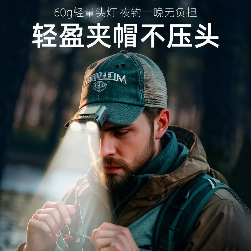 沃尔森猫头鹰夜钓头灯强光超亮钓鱼专用感应充电超长续航头戴帽夹