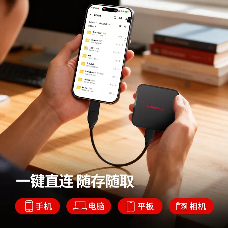 闪迪新元素ELE 1t移动固态硬盘2t 4t手机电脑外接兼容MAC定制送礼