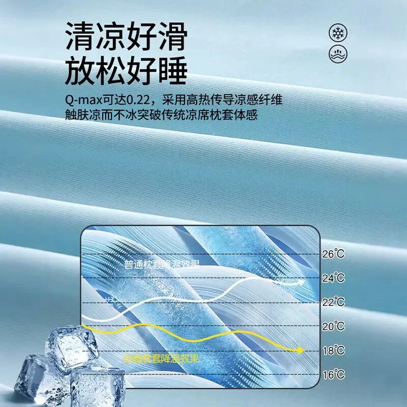 夏季冰丝凉感小冰皮凉感枕套内胆套通用一对装深睡枕Pro记忆棉枕