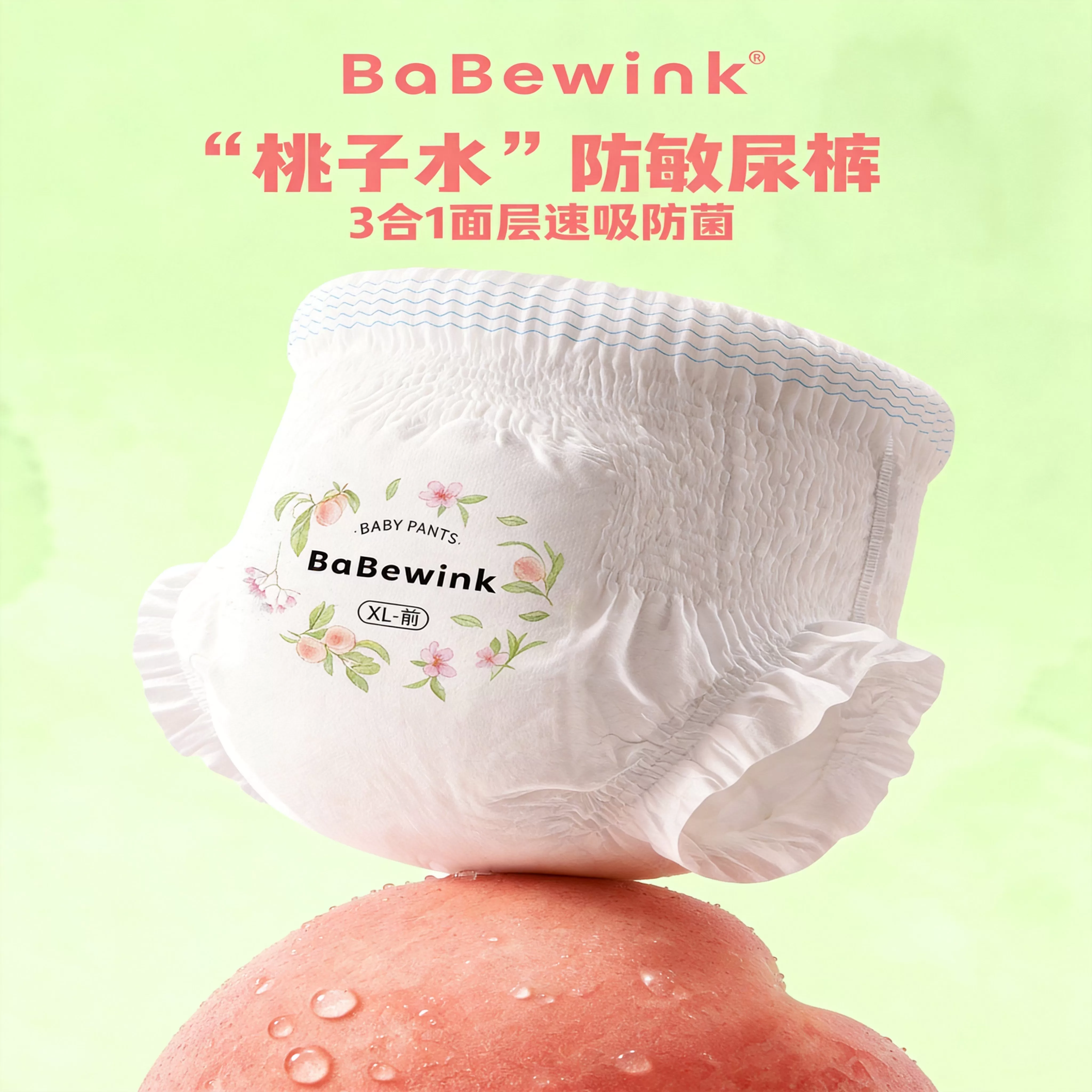 babewink蓓贝薇桃也拉拉裤柔软婴儿纸尿裤透气学步裤尿不湿夏超薄