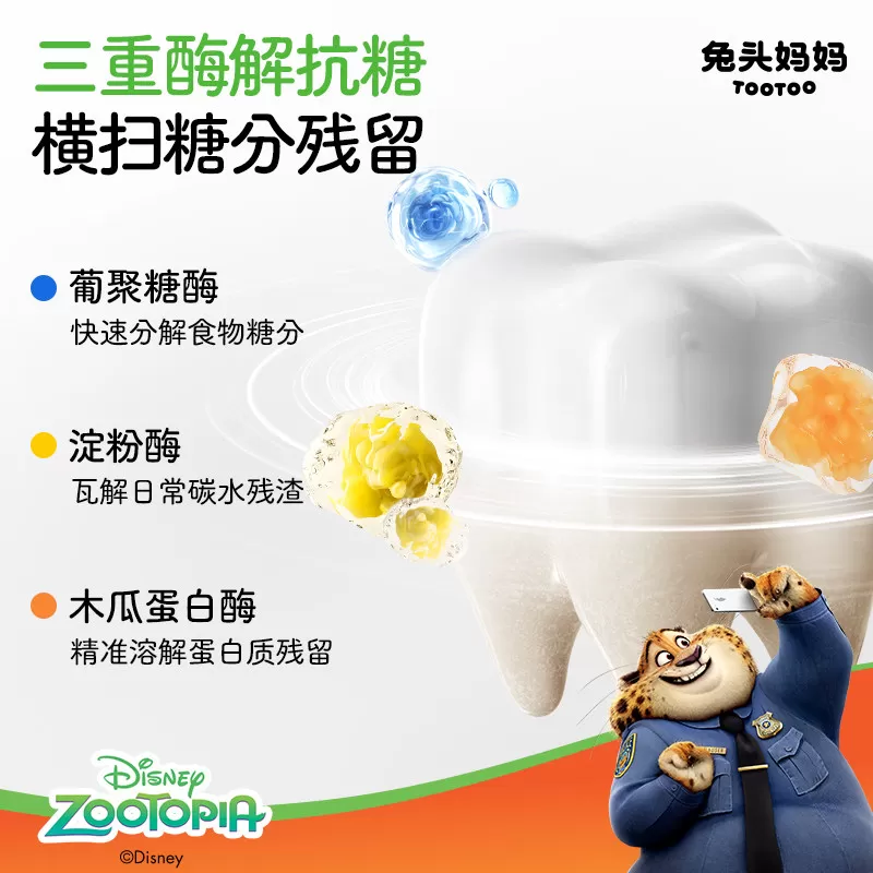 疯狂动物城x兔头妈妈儿童牙膏儿童抗糖防蛀牙膏防蛀牙防龋齿含氟