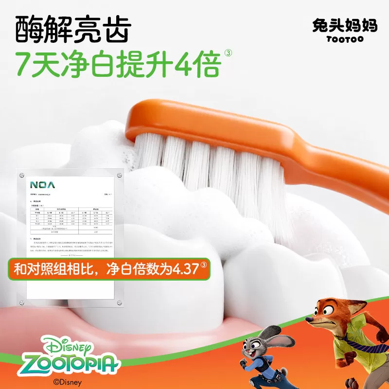 疯狂动物城x兔头妈妈儿童牙膏儿童抗糖防蛀牙膏防蛀牙防龋齿含氟