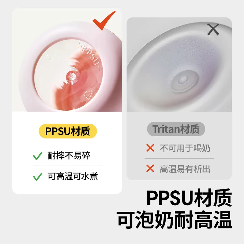 贝肽斯学饮杯鸭嘴杯婴儿6个月以上宝宝防呛水杯PPSU吸管奶瓶杯子