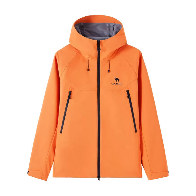 骆驼山海夹克2.0春秋款外套男橙色三防登山服2026新品连帽茄克