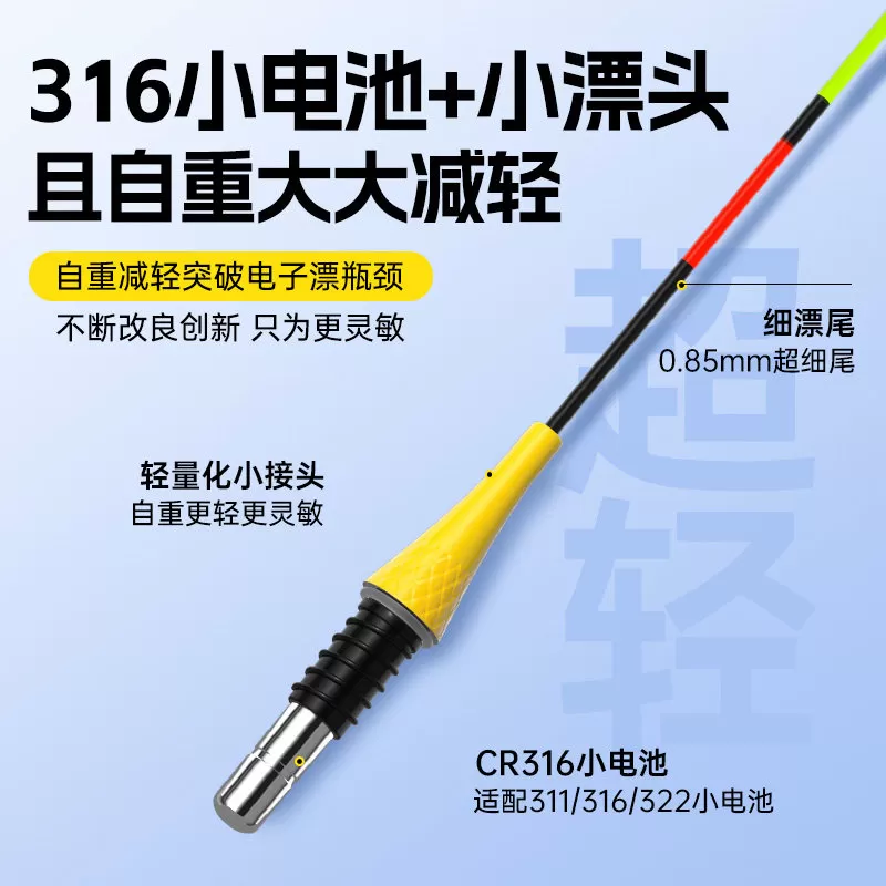 久岩BY夜光漂醒目高灵敏变色细硬尾高亮电子漂Mini LED浮漂鲫鱼漂