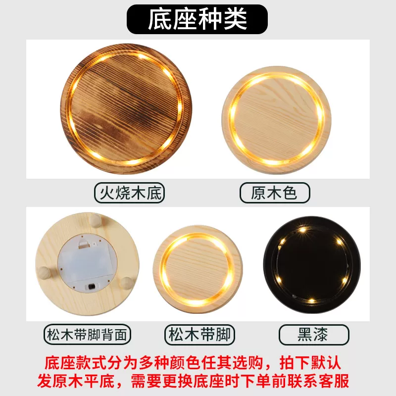 发光玻璃罩透明展示盒人偶圣诞树积木手模桌面摆件手办带灯防尘罩