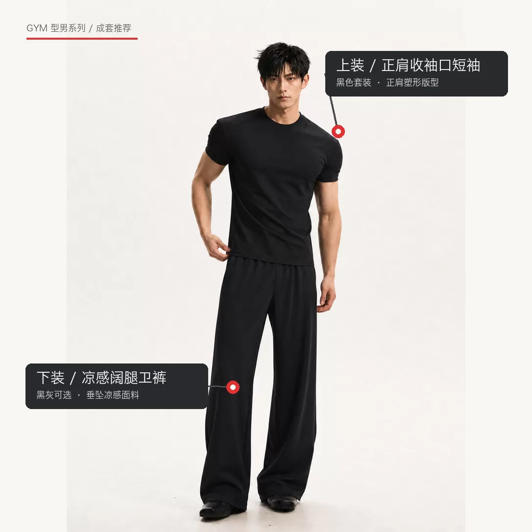 UTS 显身材收袖口短袖男款T恤训练健身小领口正肩版型