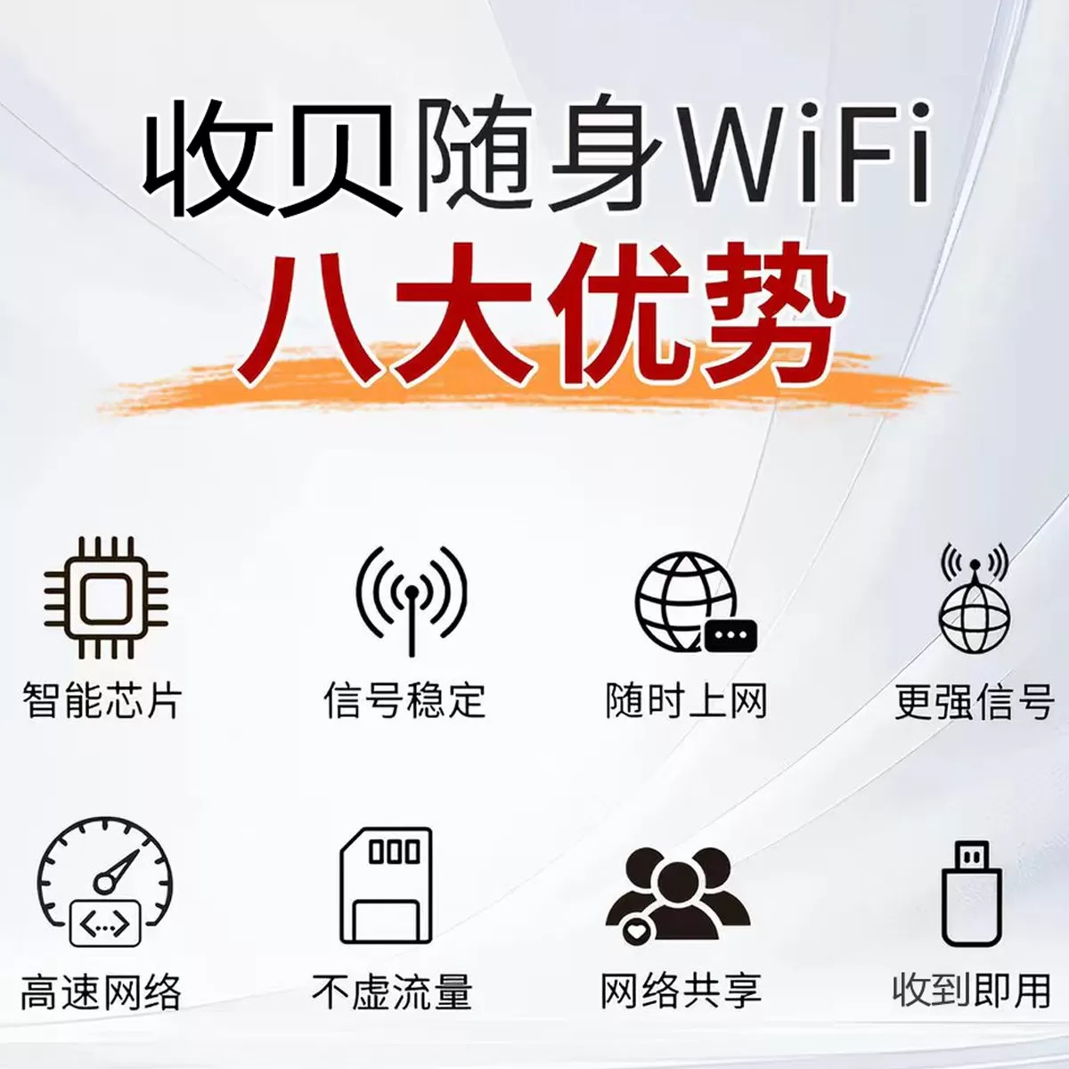 收贝官方正品2026新款无线网络随身wifi6 车载家用户外便携智能高速网络流量移动电信专用上网卡宽带全网通用