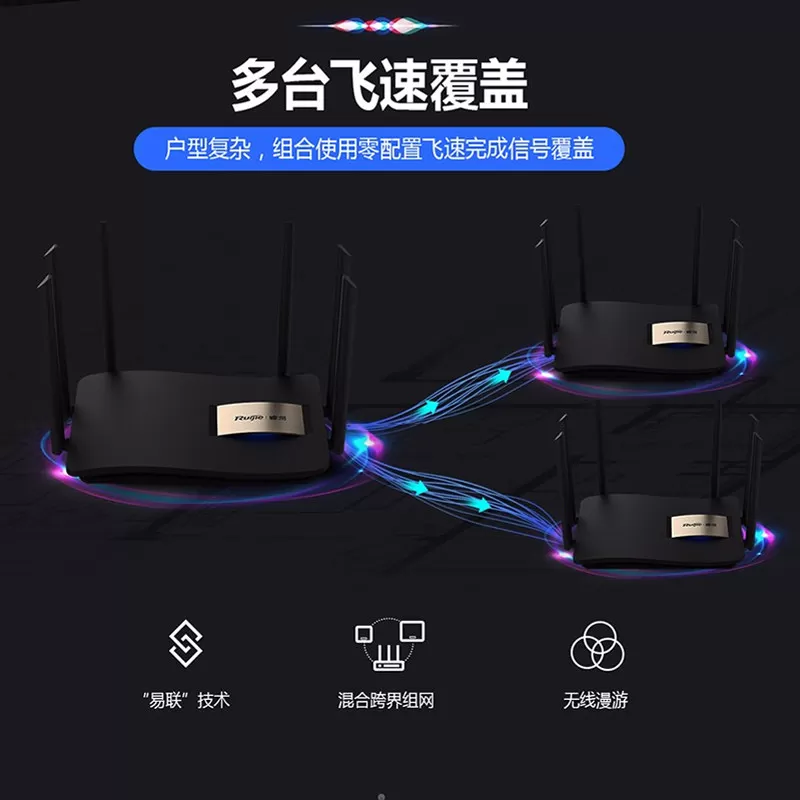【顺丰】锐捷睿易无线路由器高速千兆RG-EW1200G PRO大功率双频mesh组网分布式全屋WiFi覆盖大户型别墅漏油器
