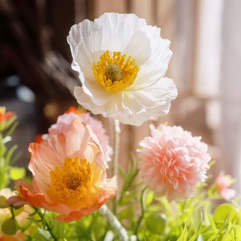 轻奢栅栏仿真花插花客厅摆件绿植盆栽花园摆设室内外干花装饰花排