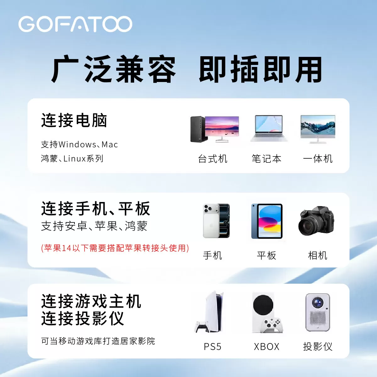 歌梵图移动固态硬盘1T连接手机sata机械硬盘2T笔记本正品大容量