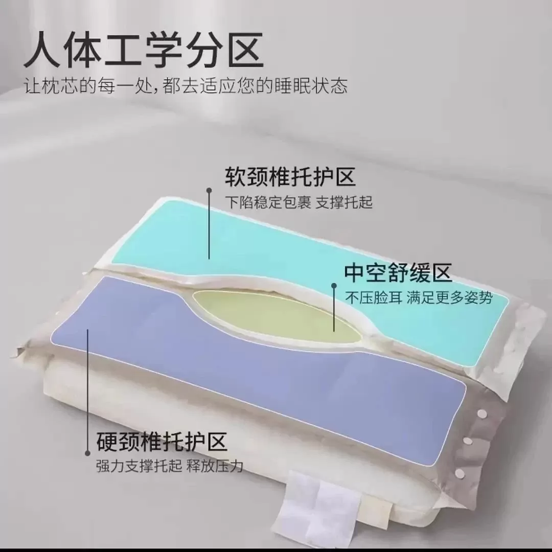 【全棉护颈枕】助睡眠美容枕双层三合一可拆枕芯不压脸枕头jd3