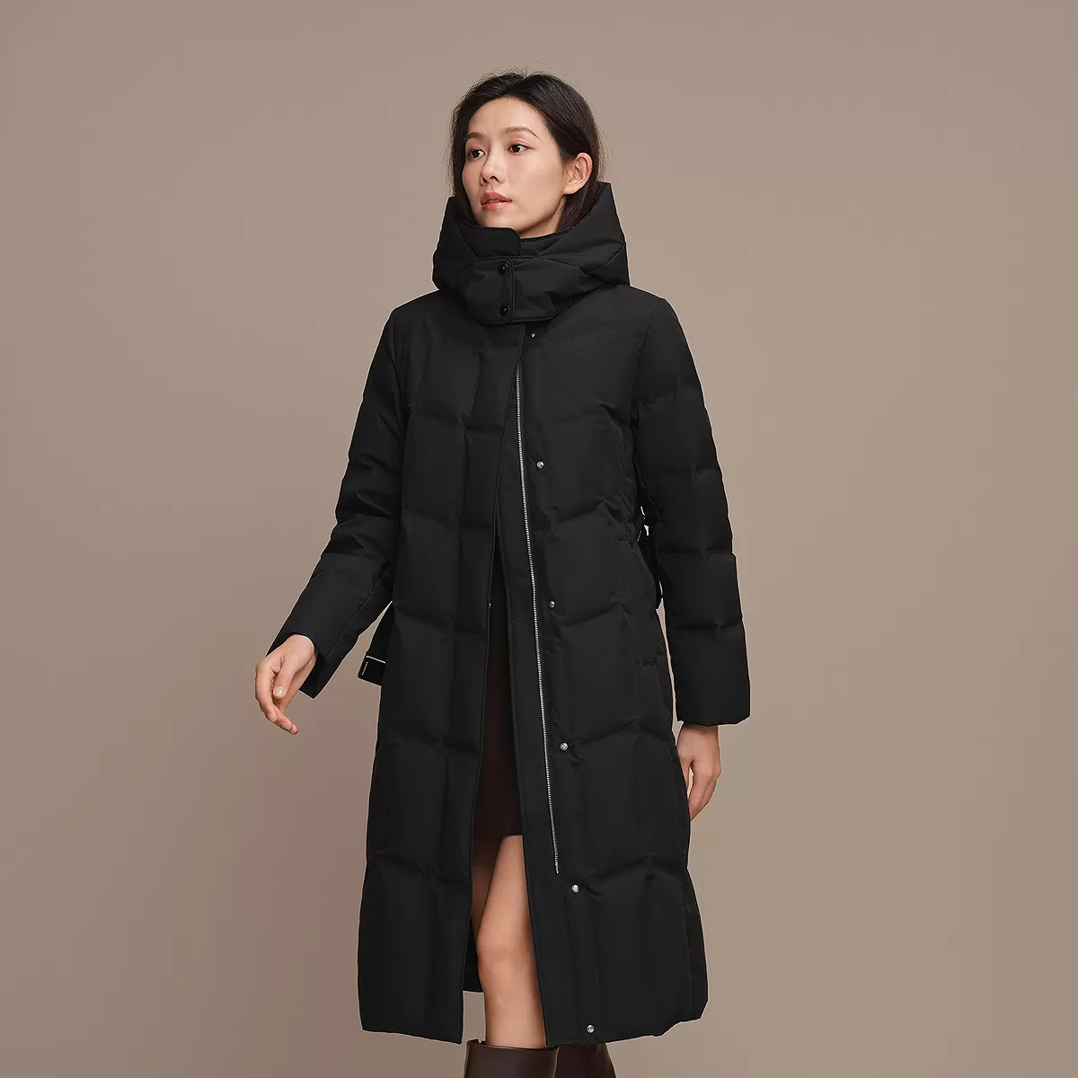 【谷爱凌同款】波司登羽绒服女过膝长款商务收腰显瘦可脱卸帽鹅绒