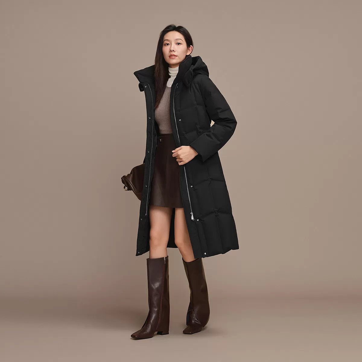 【谷爱凌同款】波司登羽绒服女过膝长款商务收腰显瘦可脱卸帽鹅绒