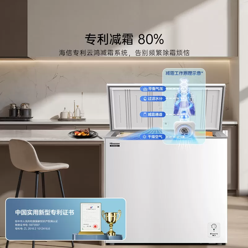海信300L卧式冰柜家用小冰箱冷藏冷冻冷柜大容量抗菌净味国家补贴