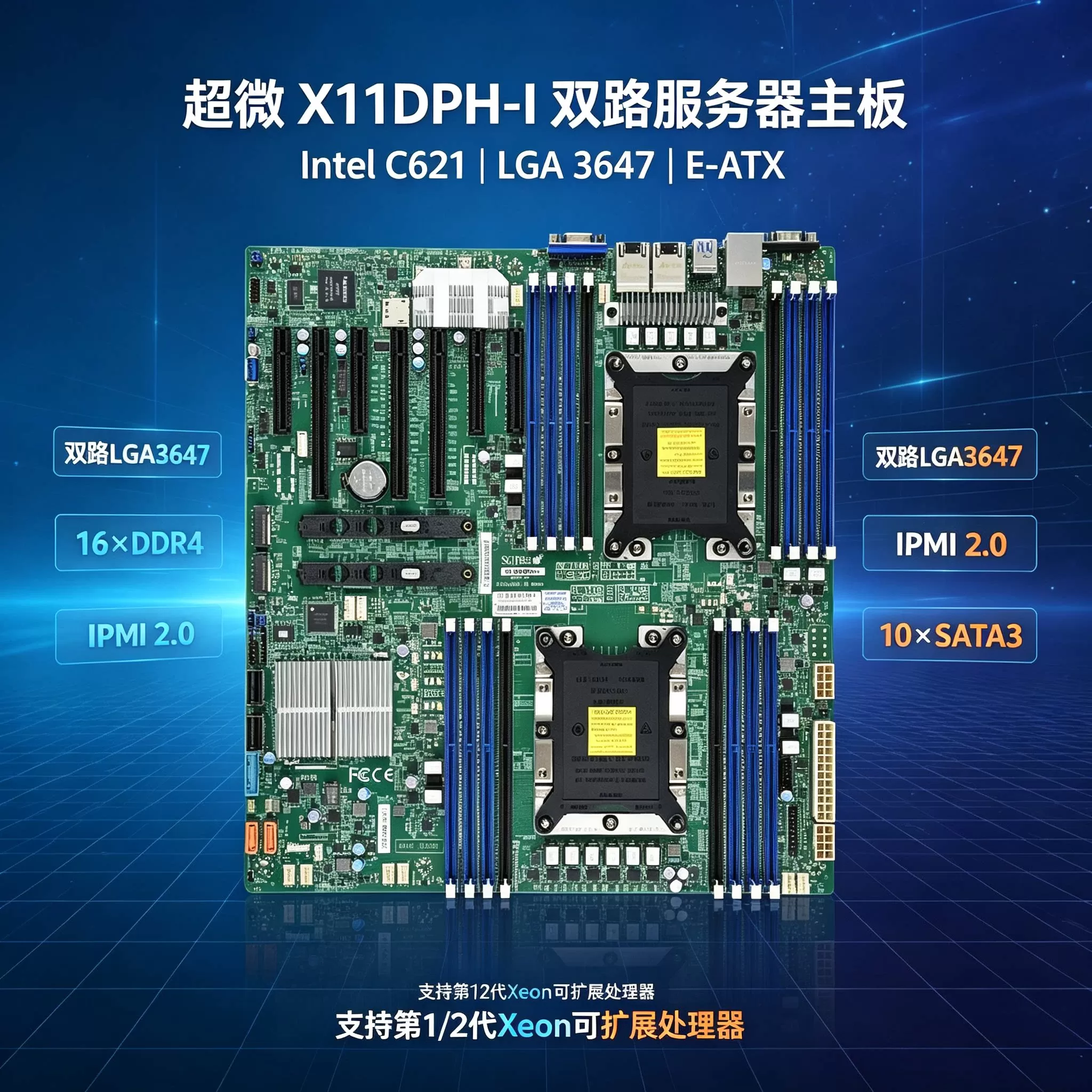 超微X11DPH-I 双路服务器二手主板工业级稳定支持第1代/ 2代Intel