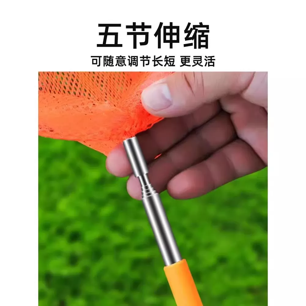 儿童捞鱼网彩色伸缩捞鱼网轻便伸缩网兜抄兜捕虫网户外捕鱼扑碟网