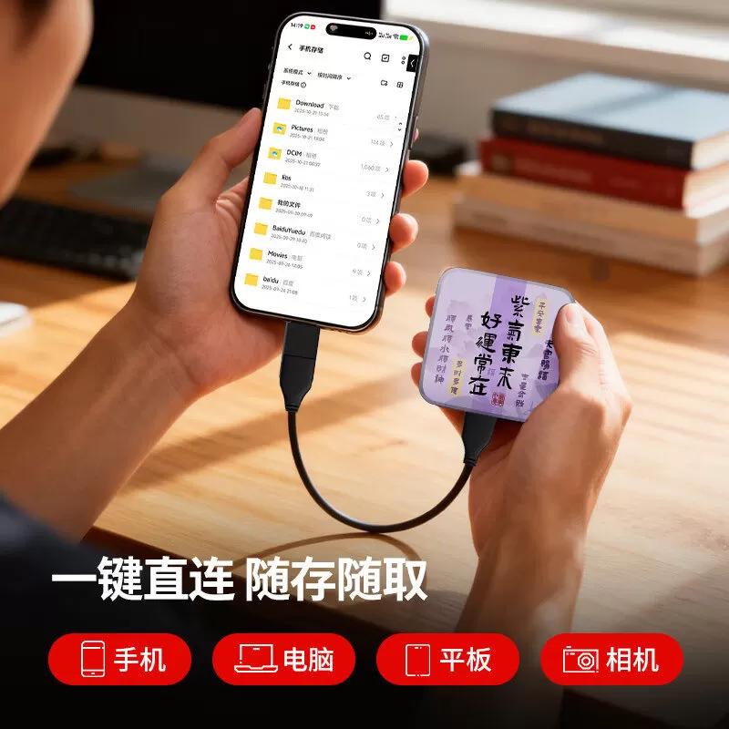 SanDisk/闪迪移动硬盘外接固态手机电脑兼容mac定制图案办公存储