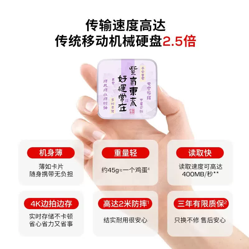 SanDisk/闪迪移动硬盘外接固态手机电脑兼容mac定制图案办公存储