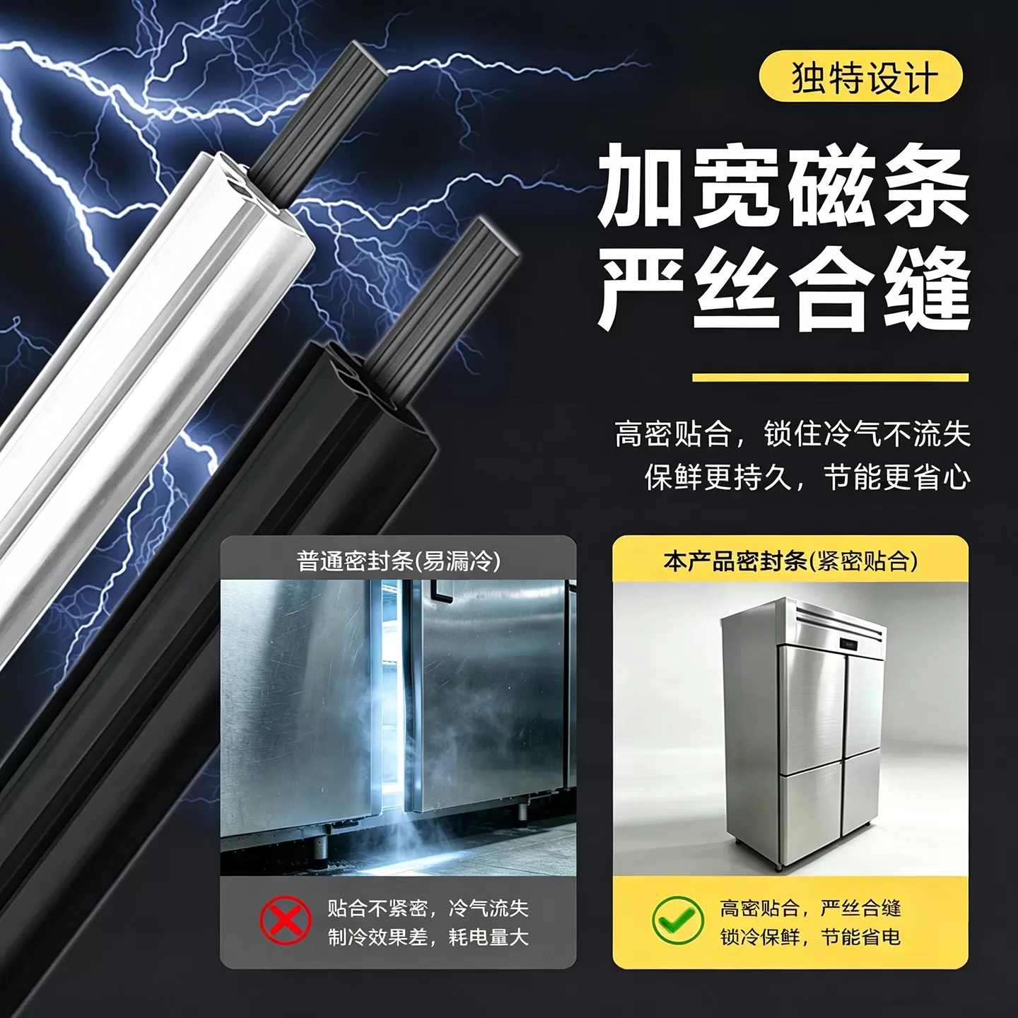 商用冰箱密封条门胶条通用冰柜门封条四开门磁吸条配件卧柜蒸饭柜