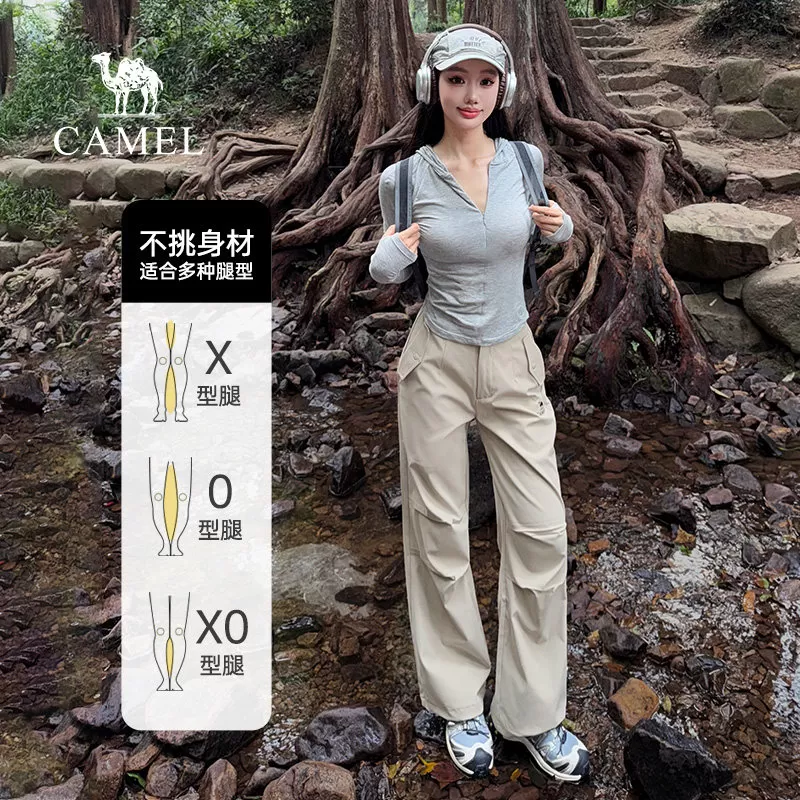 骆驼工装伞兵裤女装2026秋季直筒徒步防水户外运动登山冲锋裤子