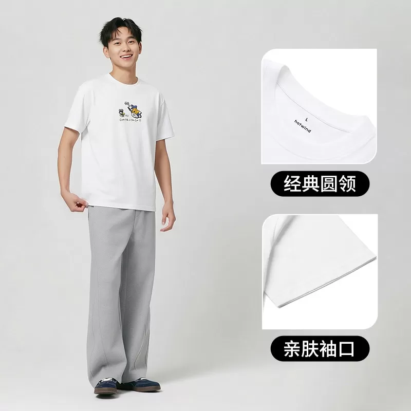 【插画师系列】热风2026年夏季男士艺术插画系列印花趣味短T恤