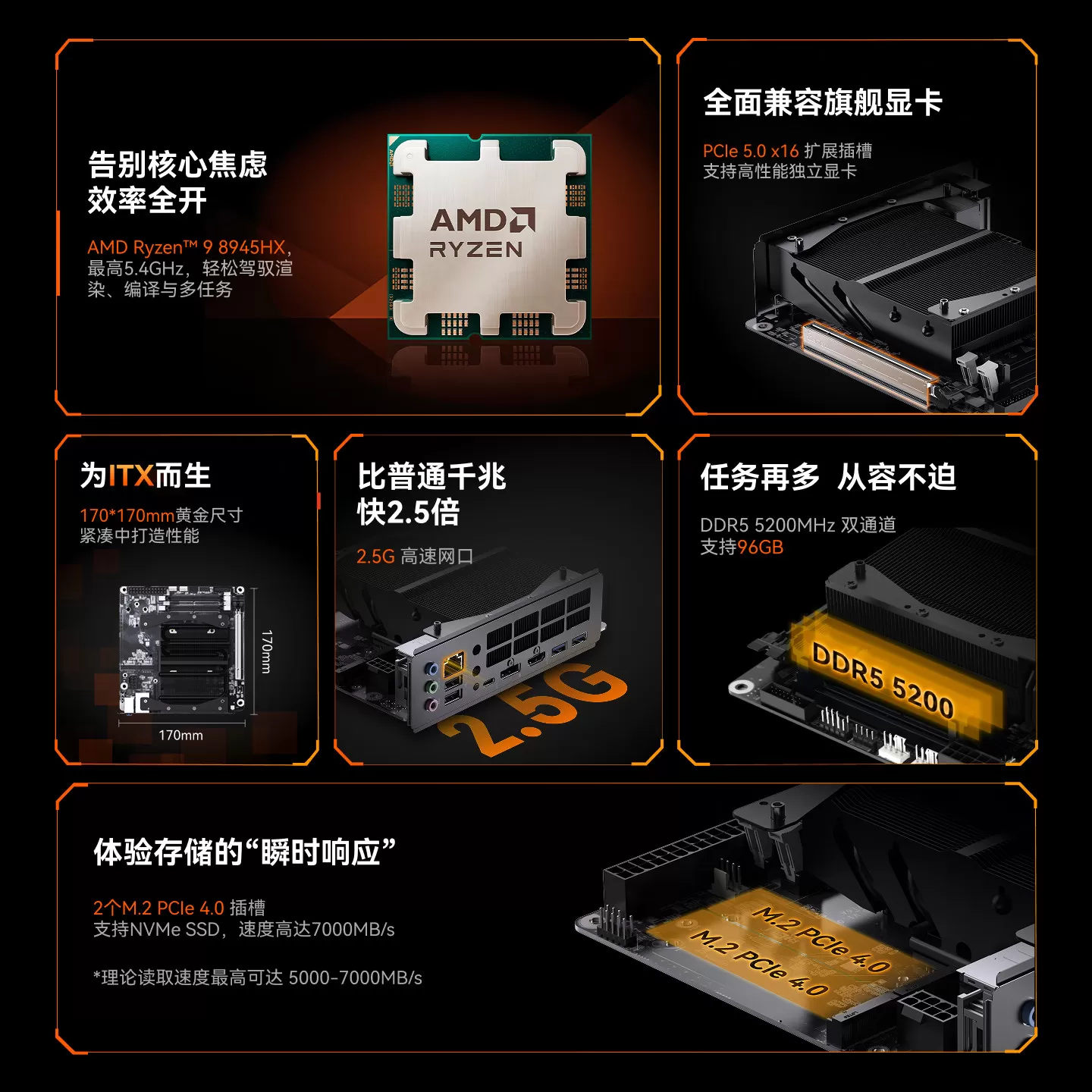 铭凡MINISFORUM BD895i SE锐龙R9-8945HX itx主板amd高性能主板