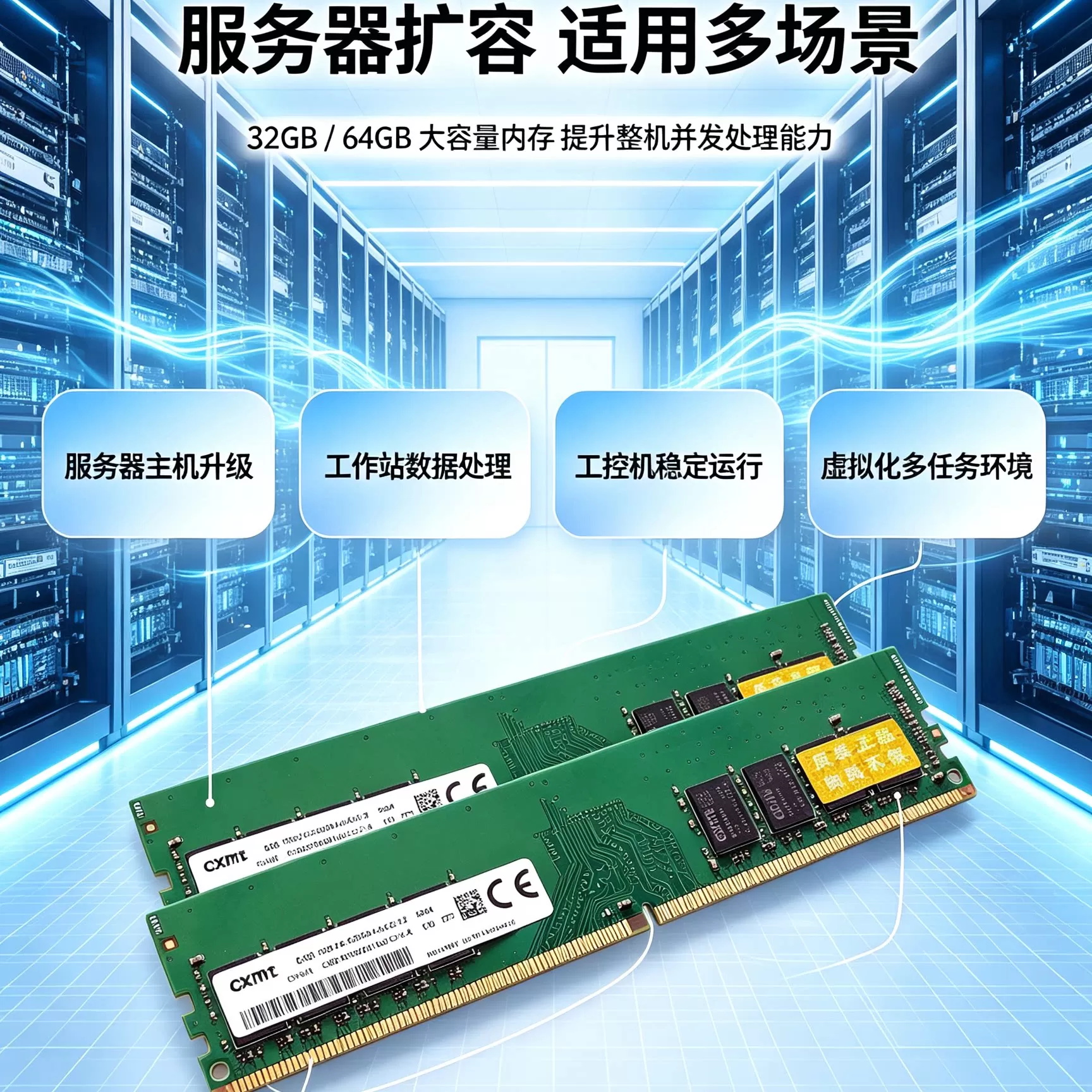 长鑫存储内存条DDR4/DDR5 32G/64G服务器存储工作站国芯拆机